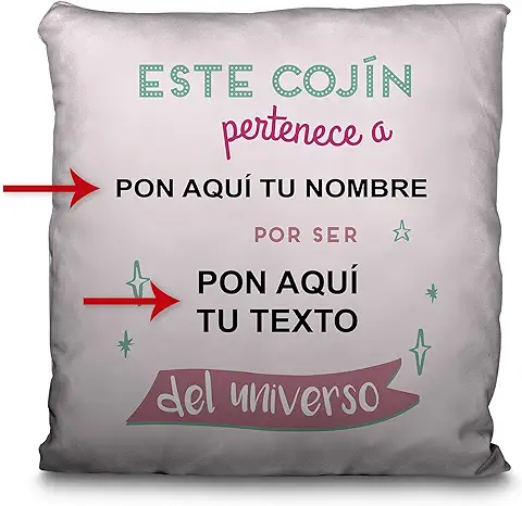 LolaPix Cojín Decorativo Personalizado. Regalos Personalizados Originales. Impresión 100% por Las Dos Caras. Relleno Incluido. Varios Tamaños. Universo Turquesa  