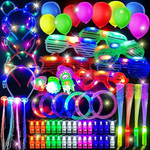 Lubibi Juguetes de Lluminación LED,Juguetes de Fiesta Para Niños,con Globos Brillantes,Gafas Luminoso,Luces de Dedo,Suministros de Fiesta Que Brillan en la Oscuridad,para Fiestas de Cumpleaños de Neón  