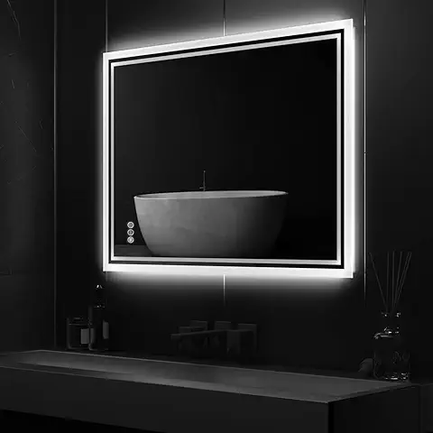 LUVODI Espejo Baño Led con luz, 70x90 cm Espejos Pared Retroiluminado Antivaho con Luz Regulable Interruptor Tactil Espejo Inteligente Bathroom Mirror Rectangular Espelho para Cuarto de Baño Lavavo  