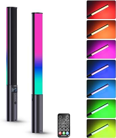 LUXCEO P400 RGB Varita de luz de Video LED de Mano, 360° de Colores Completos, 2500mAh Batería Integrada y Control Remoto, Ajustable de 2500K-6500K, para Fotografía TikTok Youtube  