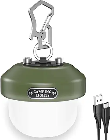 Luz Camping Wastou, Lampara Camping USB Recargable, Brillante Luz Tienda de Campaña a Batería, IPX4 Resistente al Agua, 6 Modos de Illuminación, 23 Horas de Funcionamiento, para Pesca, Senderismo  