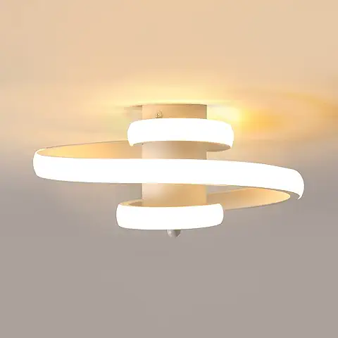 Luz de Techo LED Moderna, 24W Lámpara de Techo de Diseño en Forma de Espiral Blanca, Luz de Techo LED para Dormitorio, Sala de Estar, Pasillo, Comedor, Balcón (Blanco Cálido 3500 K)  