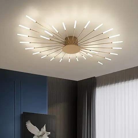 Luz de Techo LED Moderna 28 Cabezas Lámpara de Techo de Montaje Empotrado de oro Candelabros de Acrílico para la Habitación de los Niños Dormitorio Sala de Estar 4000K Luz Neutra en Forma de flor  