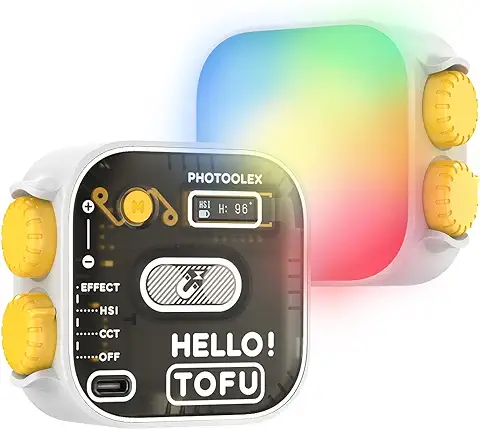 Luz de Video LED Magnético, PHOTOOLEX Tofu Luz de Cámara RGB Ajustable 2500-9900K CRI96+, Iluminación de Video LED Portátil con Batería Recargable para Cámara DSLR Retrato Fotografía Tiktok Vlog  