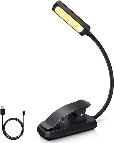 Luz Lectura, 6 LEDs USB Recargable Luz para Leer con 3 Modos de Brillo (Cálido/Blanco/Mixto), 360° Flexible Lampara de Lectura Pinza para Lectores Noche, E-Reader, Estudio, Cama, Tablet, Portátil  