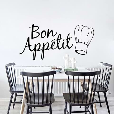 LZYMSZ Francés Bon Appetit Decal Cita de Vinilo Pegatinas de Pared para Cocina Comedor Casa Arte Decoración  