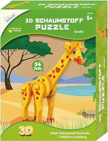 Mammut 156010 - Juego de Manualidades 3D Puzzle Jirafa, Rompecabezas con Animales de Safari, Puzzle Animal de Espuma, Juego Completo con Piezas de Rompecabezas e Instrucciones, Juego Creativo para  