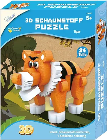 Mammut Spiel & Geschenk 3D de Tigre, Safari, Puzzle de Animales de Espuma, Juego Completo con Piezas de Rompecabezas e Instrucciones, Set Creativo para Niños a Partir de 5 Años (156009)  