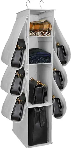 MaoXinTek Organizador del Armario Bolso Organizador de 10 Compartimentos para Colgar Bolsos de Mano para Sombrero Ropa Zapatos Gris  