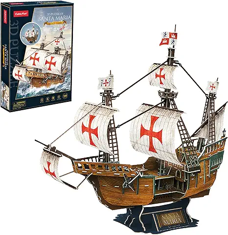 Maqueta Barco Santa María 1492 | Puzzle 3D Buque Armada Española | Puzzles 3D Barcos | Maquetas para Construir Adultos Y Niños | 130 Piezas | 170 Min De Montaje  