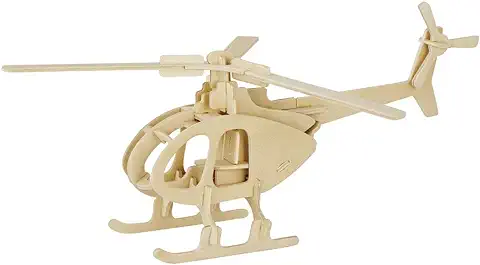 Marabu 0317000000003 Kids 3D - Puzzle de Madera (32 Piezas), Diseño de Helicóptero 26 x 13 cm, Color Marrón  