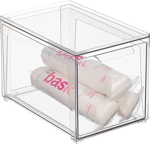 MDesign Organizador de Maquillaje – Cajonera Apilable Hecha de Plástico – Práctica caja de Almacenamiento para Ordenar Artículos del Baño o la Cocina – Caja Organizadora Rectangular – Transparente  