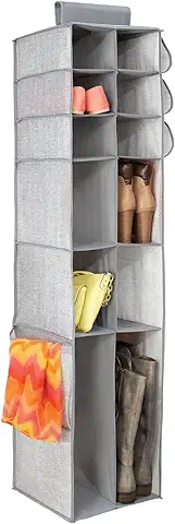 MDesign – Organizador de Zapatos y Accesorios con 16 Compartimentos – Organizador de Tela para Colgar – Colgador de Armario para Botas, Bolsos, Bufandas y Otros Accesorios – Color Gris  