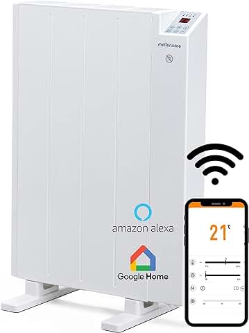 Mellerware - Emisor Térmico Bajo Consumo Comfy! 600W WIFI | Programable 3 Modos +Temp. Ajustable + Función Ventana Abierta | Temporizador | Radiador Eléctrico Potente| 10m2 | Google Home Alexa  