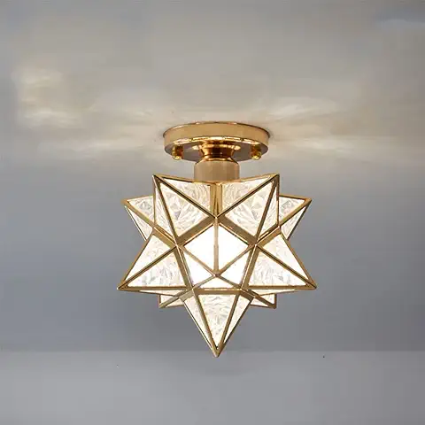 Mengjay Lámpara de Techo Diseño Creativo con Forma de Estrellas,E27 Lámpara Colgante Moderno Luz de Techo de Cristal para Sala de Estar, Dormitorio, Pasillo, Comedor (Gold)  