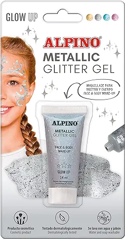 Metallic Glitter Gel Alpino Fiesta Color Plata | Gel Purpurina Metalizado con base de Color Plata | Purpurina Líquida  