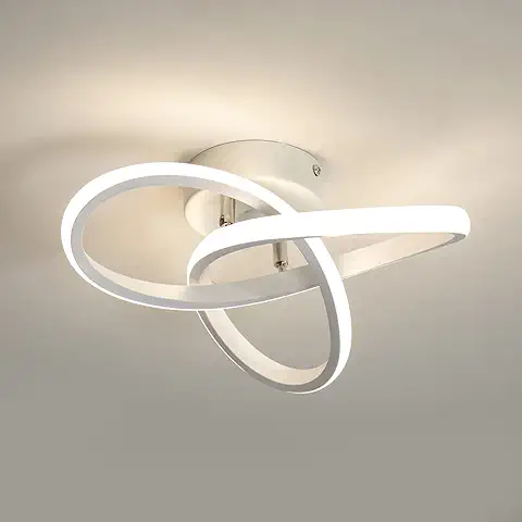Minfair - Lámpara de Techo led Moderna con Geometría Redonda, Lámpara de Techo de 4500 K para Pasillo, sala de Estar, Dormitorio, de 18 W, 24 cm Blanco  