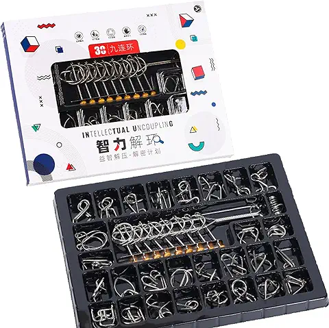 MINGZE 30 Piezas Juguetes Mágicos de Alambre de Metal Set, 3D Rompecabezas Brain Teaser Puzzle, IQ Inteligencia Juguete Educativo Juego Niños y Adolescentes  