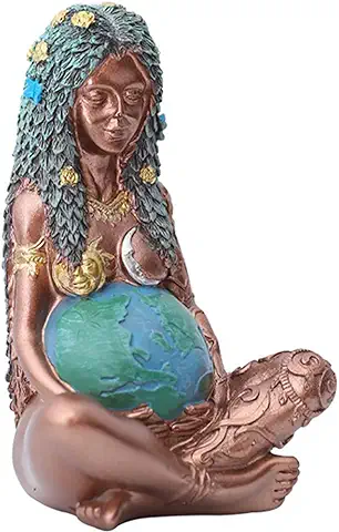 MINGZE Figura de la Madre Tierra, Diosa Estatua De Milenaria Gaia Pintada Arte de Resina Adorno Poliresina para Adorno de Jardín  