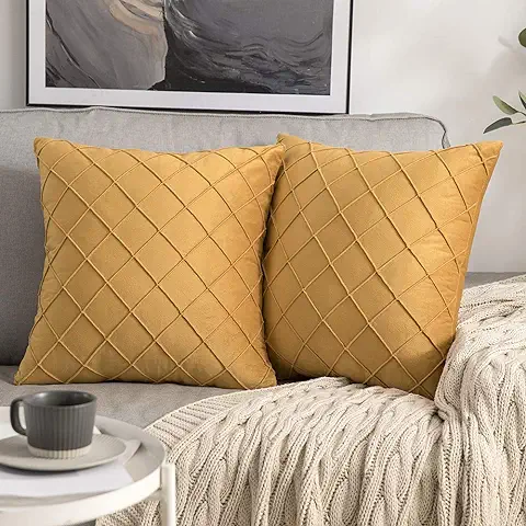 MIULEE 2 Piezas Funda de Cojines Terciopelo Suave Sólido Funda de Almohada Moderna Duradera Decoración para Habitacion Sofá Comedor Cama Dormitorio Oficina Sala de Estar Dorado 40x40cm  