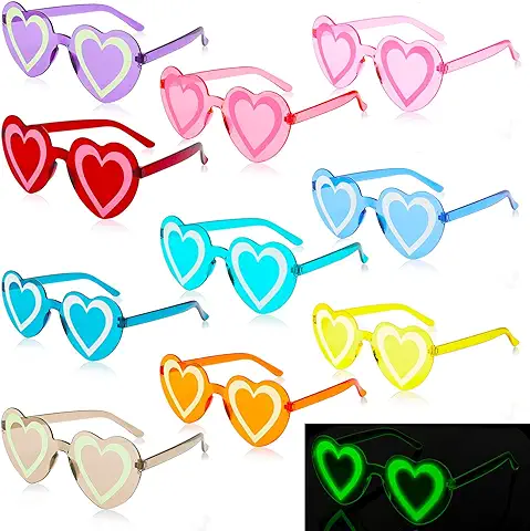 Moadcraft 11 Pares de Gafas de sol con Forma de Corazón, Color Caramelo, Absorben la luz Solar para Bodas, Cumpleaños, Fotografía, Carnaval, Fiestas, Regalo para Halloween, Navidad, San Valentín  