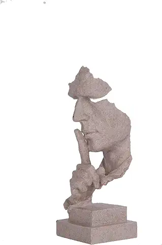 Mubeey Estatua de Escultura Abstracta de Piedra Arenisca de Resina que Mantiene Silencio para el Hogar, Escritorio, Estantería, Oficina, Decoración de 12.4 Pulgadas de alto  