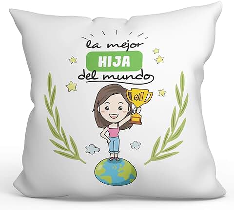 MUGFFINS Cojín Hija -Familiares Mundo -Regalos Originales y Divertidos para Decoración -Cojín: Relleno + Funda (40x40 cm). Tacto Algodón  