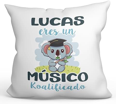 MUGFFINS Cojín Personalizable 40x40 cm para MÚSICO Relleno Incluído - En Español - Koalificados Personalizados - Regalo Original y Divertido  