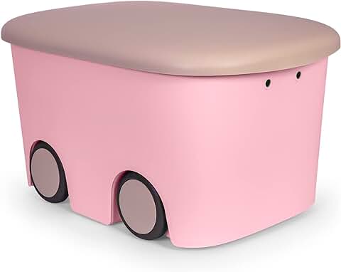 Multibox Kids - Caja de Ordenación Multiusos Infantil 45L con Ruedas (Pastel Rosa)  