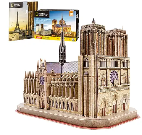 National Geographic - Puzzle 3D Notre Dame | Puzzles 3D | Maquetas para Construir Adultos Y Niños | Puzzle 3D Adultos | Puzzle 3D Niños | 128 Piezas  