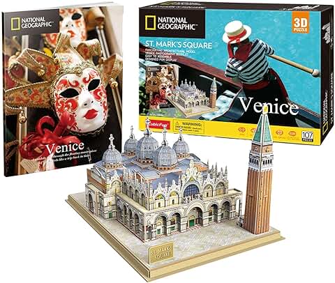 National Geographic - Puzzle 3D Plaza San Marcos | Puzzles 3D | Maquetas para Construir Adultos Y Niños | Puzzle 3D Adultos | Puzzle 3D Niños | 107 Piezas  