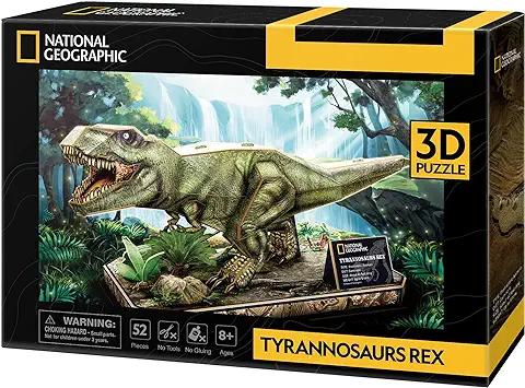 National Geographic - Puzzle 3D Tyrannosaurus Rex | Maquetas para Montar Regalo Niño 8 Años | Puzzle 3D Niños | Regalos Niños 8 Años O Más | Juguetes Niños 8 Años | 52 Piezas  