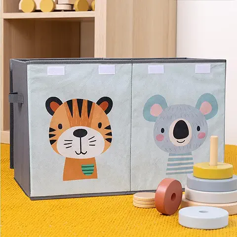 Navaris Caja Almacenaje Infantil - Caja Almacenaje Juguetes Libros Muñecas - Caja Juguetes de 62 x 33 x 40 cm para Niños - Caja Juguetes Almacenaje con Divisor Interior  