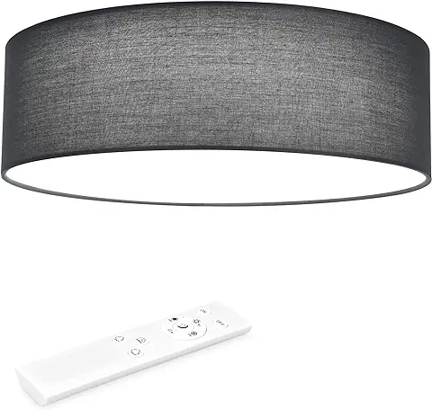 Navaris Lámpara LED de Techo Moderna - Iluminación de Interior con Pantalla para Salón Dormitorio - Mando a Distancia y Temporizador - Gris Oscuro  