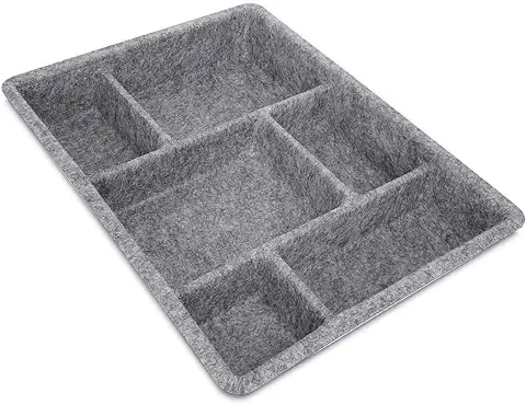 Navaris Organizador de Cajones de Fieltro - Caja con Compartimentos para Almacenaje en Cajón para Baño Armario Cómoda para Ropa Cosméticos - Gris  