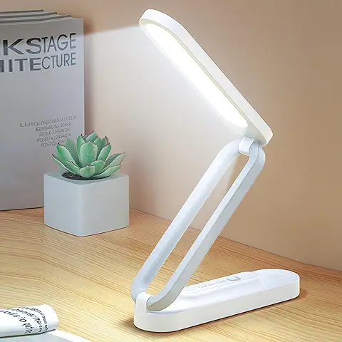 Nizirioo Lámpara de Escritorio LED Inalámbrica Plegable, Lámpara de mesa Regulable con 3 Niveles de Brillo, Lámpara de mesa Respetuosa con los Ojos, Lámpara de Lectura, USB, Recargable, Control Táctil  