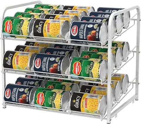 Organizador de Latas para Despensa Apilable Dispensador de Almacenamiento de Latas Blancas, buen Organizador de Latas para Gabinetes de Cocina y Encimeras de Almacenamiento para 36 Latas de 3 Niveles  