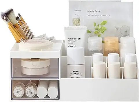 Organizador de Maquillaje con Gavetas Organizador de Cosméticos Escritorio Cajón De Tipo Caja de Almacenamiento de Cosméticos para Joyería Accesorios, Vitrina Sobre Encimera para Baño Tocadores  