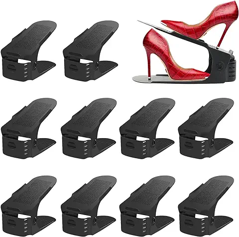 Organizadores de Zapatos 10Pcs Soporte de Calzado de Altura Ajustable Zapatos Antideslizante de Polipropileno, Organizadores Ajustables de Zapatos, Adecuada para Mujeres y Hombres, Ahorra  