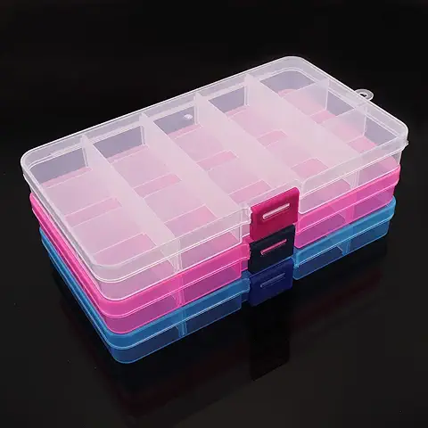 OriGlam 1 caja Organizadora de Plástico con Separadores Ajustables, caja de Almacenamiento de Joyas para Suministros de Oficina, Cuentas, Manualidades, Aparejos de Pesca (rosa)  