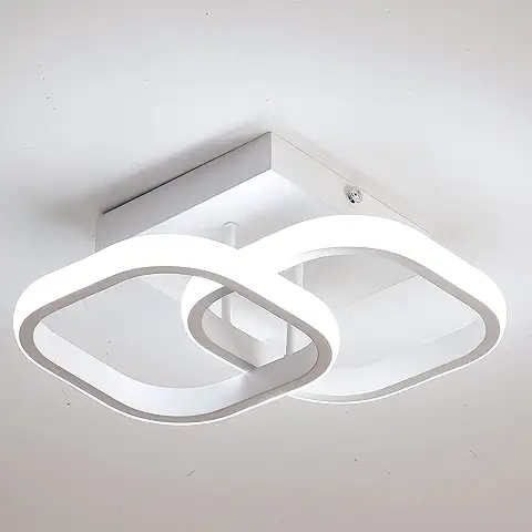 Osairous Plafón LED Techo, Lámpara de Techo Moderno Acrílica 24W 2550LM, Plafones para Techo LED 2 Cuadrados Blanca 29CM para Sala de Estar Dormitorio Comedor Estudio, Blanco Frío/6500K  