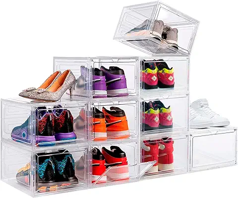 PAIDE P Organizador Zapatos Pack 10. Cajones de Almacenaje de Calzado, Expositor para Zapatillas y Sneakers (Transparente)  