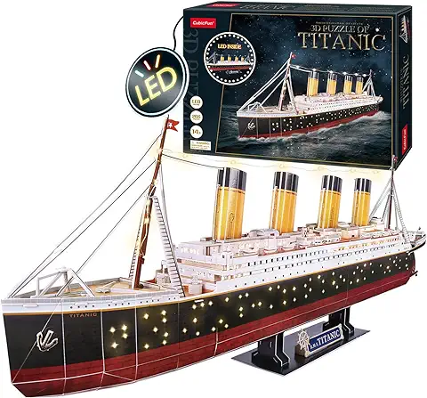 Party town Puzzle 3D - Maqueta Titanic LED | Maquetas para Construir Adultos Y Niños | Titanic Maqueta | Maqueta Barco LED 266 Piezas | Puzzles 3D | Maquetas para Montar  