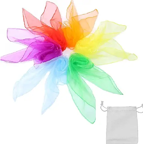 Pañuelos De Baile,Pañuelos Colores para Niños,Bufandas de Baile Multicolor,Pañuelos de Malabares,Pañuelos de Colores,Multicolor Pañuelos de Baile para Fiestas Infantiles y Juegos Malabares,Bunte,6 Pcs  