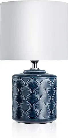 Pauleen 48021 Sobremesa Glowing Midnight Máx. 20W E14 Lámpara para Mesita de Noche Azul y Blanco Cerámica/Tela sin Bombilla  