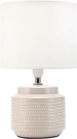 Pauleen Table Luminaire 48219 Luminaria de Sobremesa Bright Soul, Máx. 20 W, Hecha a Mano, Crema, Beige, Lámpara para Mesita de Noche Estilo Boho, Tela, Cerámica, E14  