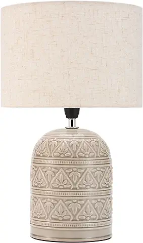 Pauleen Tender Pearl Table Luminaire 48223 Luminaria de Sobremesa, Máx. 20 W, Hecha a Mano, Beige, Lámpara para Mesita de Noche de Estilo Boho de Tela, Cerámica, E14  