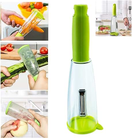 Peelr Multifunción con caja de Almacenamiento Peelr Pelador de Zanahoria Peeler Inoxidable Veggie Peele Gadgets de Cocina Los más Vendidos 2022 Patatas Pepino Vegetales Pelador de Zanahoria (Verde)  