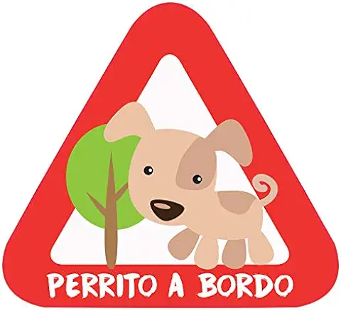 Pegatina Bebé a Bordo. Adhesivo Vinilo para Coche o Moto. Sticker 15 x 13,7 cm. 39. Perrito  