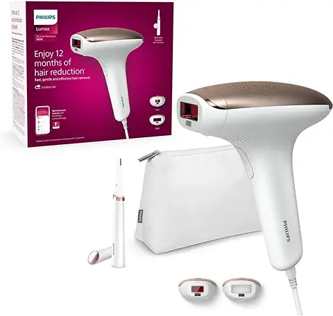 Philips Lumea Depiladora Luz Pulsada IPL Serie 7000, 2 Accesorios para el Cuerpo y la cara con Cable (modelo BRI921/00)  